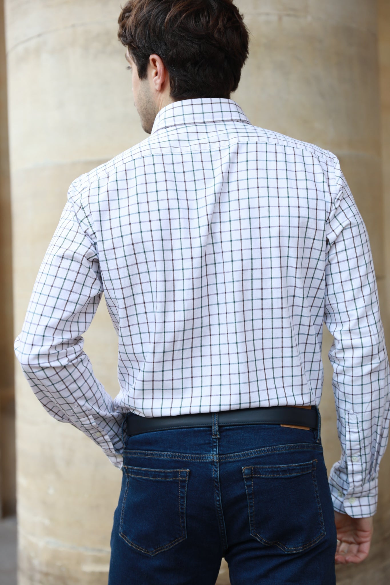 Chemise Clovis col boutonné à carreaux - Carreaux Ecru-CHEMISE HOMME-Curling-Paris
