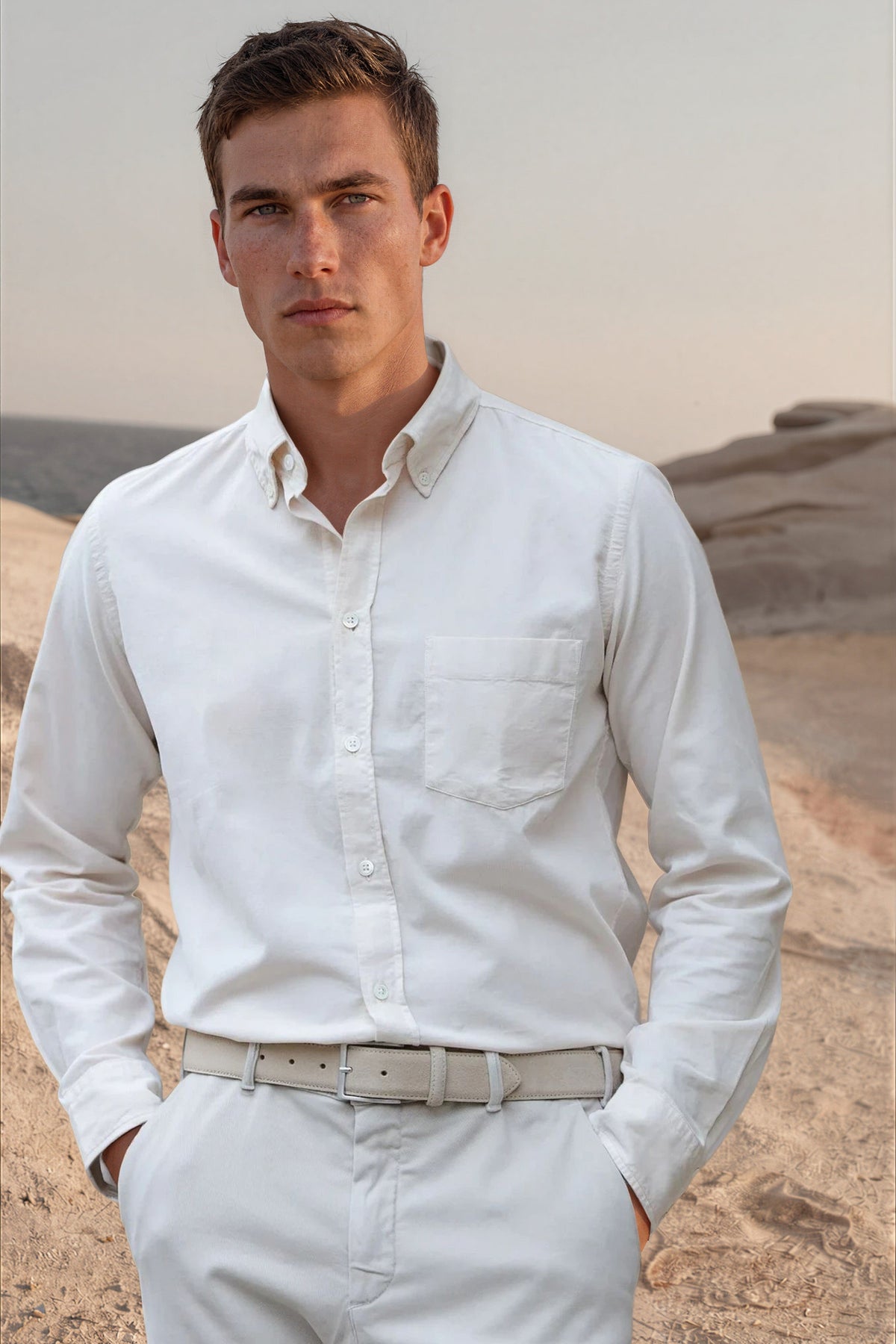 Clovis button-down velvet shirt - Ecru