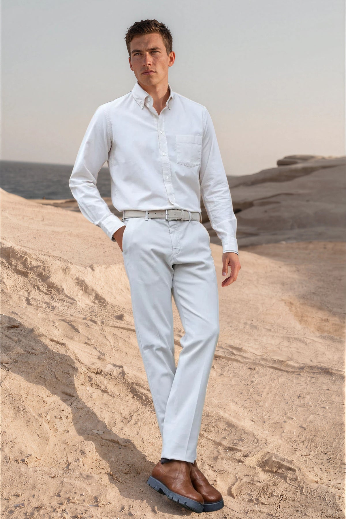 Clovis button-down velvet shirt - Ecru