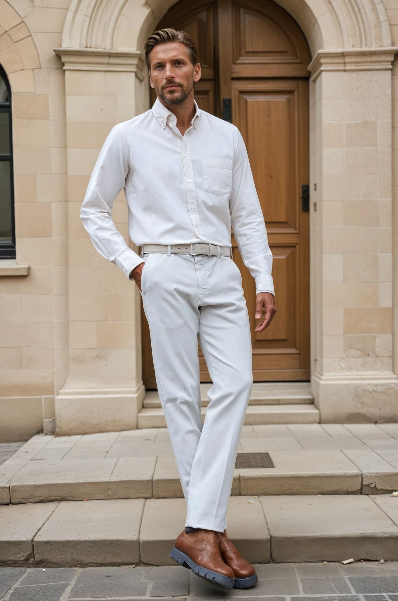 Chemise Clovis col boutonné en velours - Ecru-CHEMISE HOMME-Curling-Paris