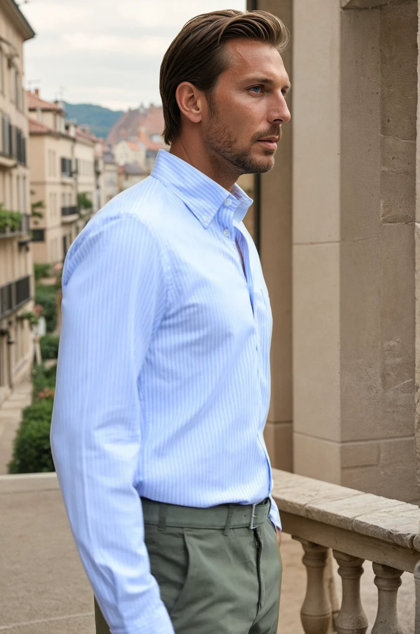 Chemise Clovis en coton Oxford - Batôns Ciel-CHEMISE HOMME-Curling-Paris