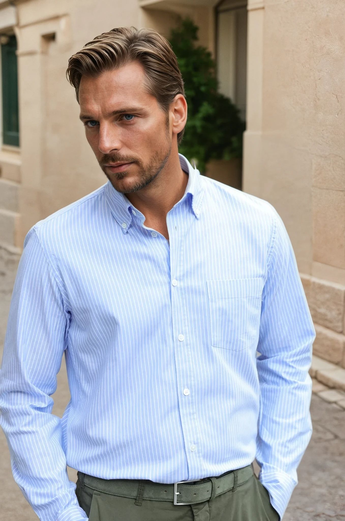 Chemise Clovis en coton Oxford - Batôns Ciel-CHEMISE HOMME-Curling-Paris
