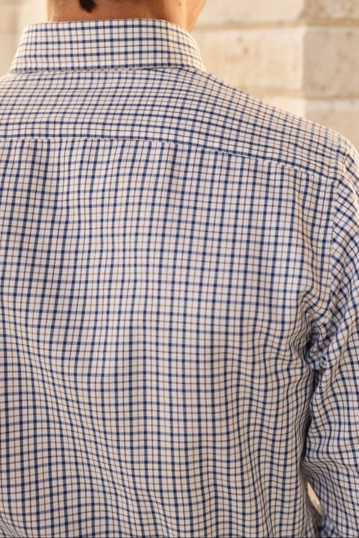 Chemise Clovis en coton à carreaux - Marine et Ecru-CHEMISE HOMME-Curling-Paris