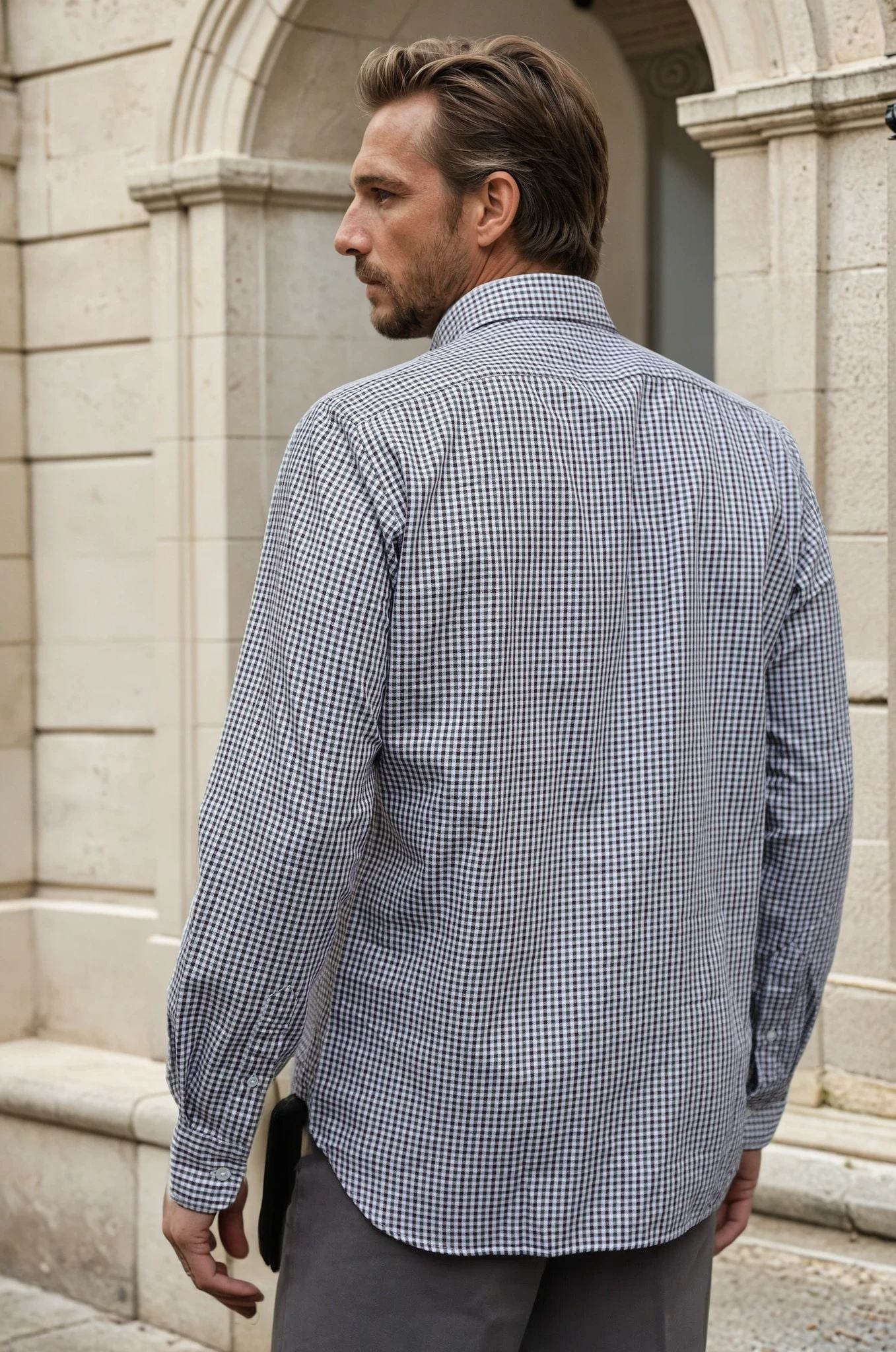 Chemise Clovis en coton - carreau kaki marron-CHEMISE HOMME-Curling-Paris