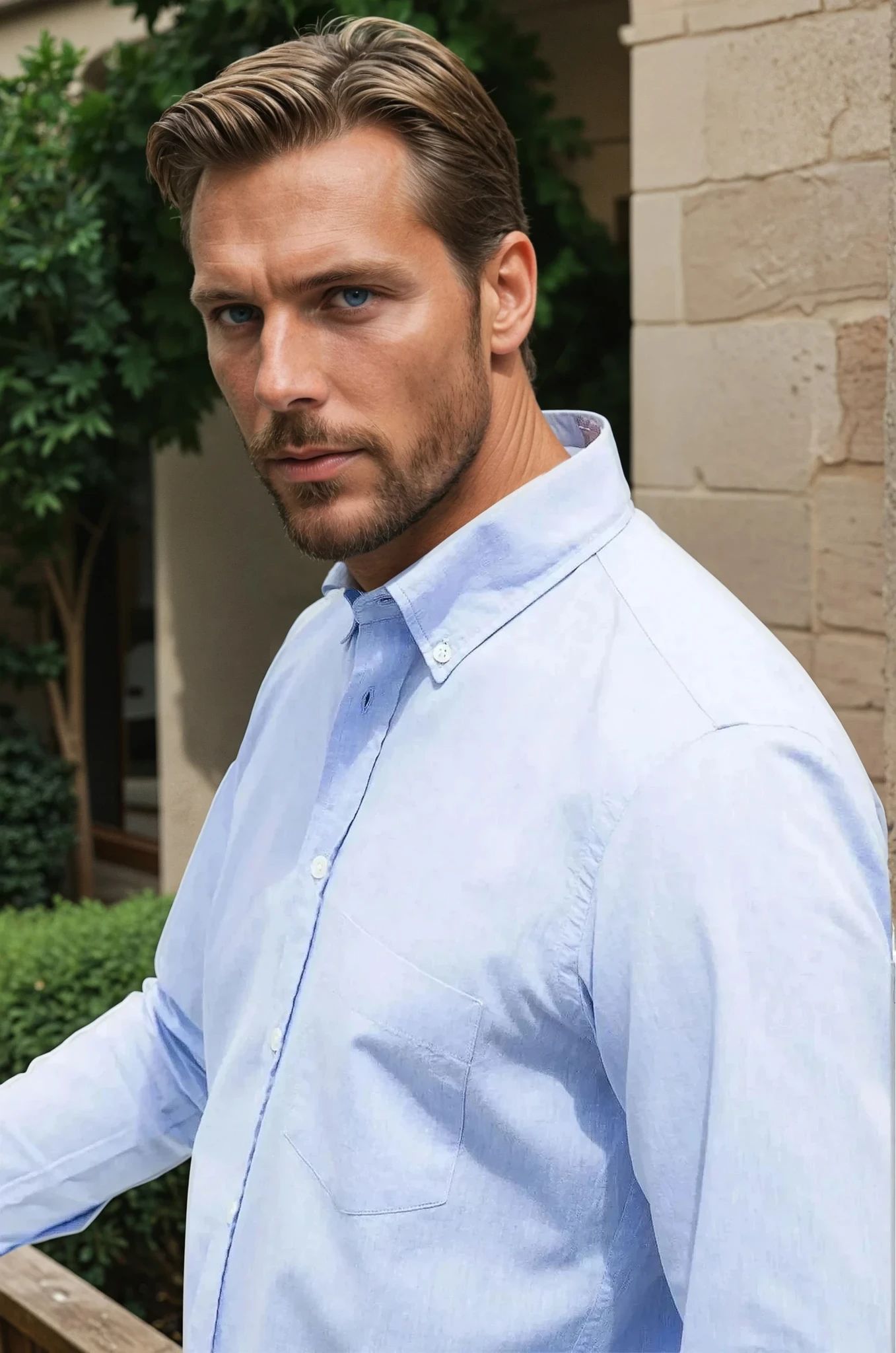 Chemise Clovis en coton et lin - Chiné Ciel-CHEMISE HOMME-Curling-Paris