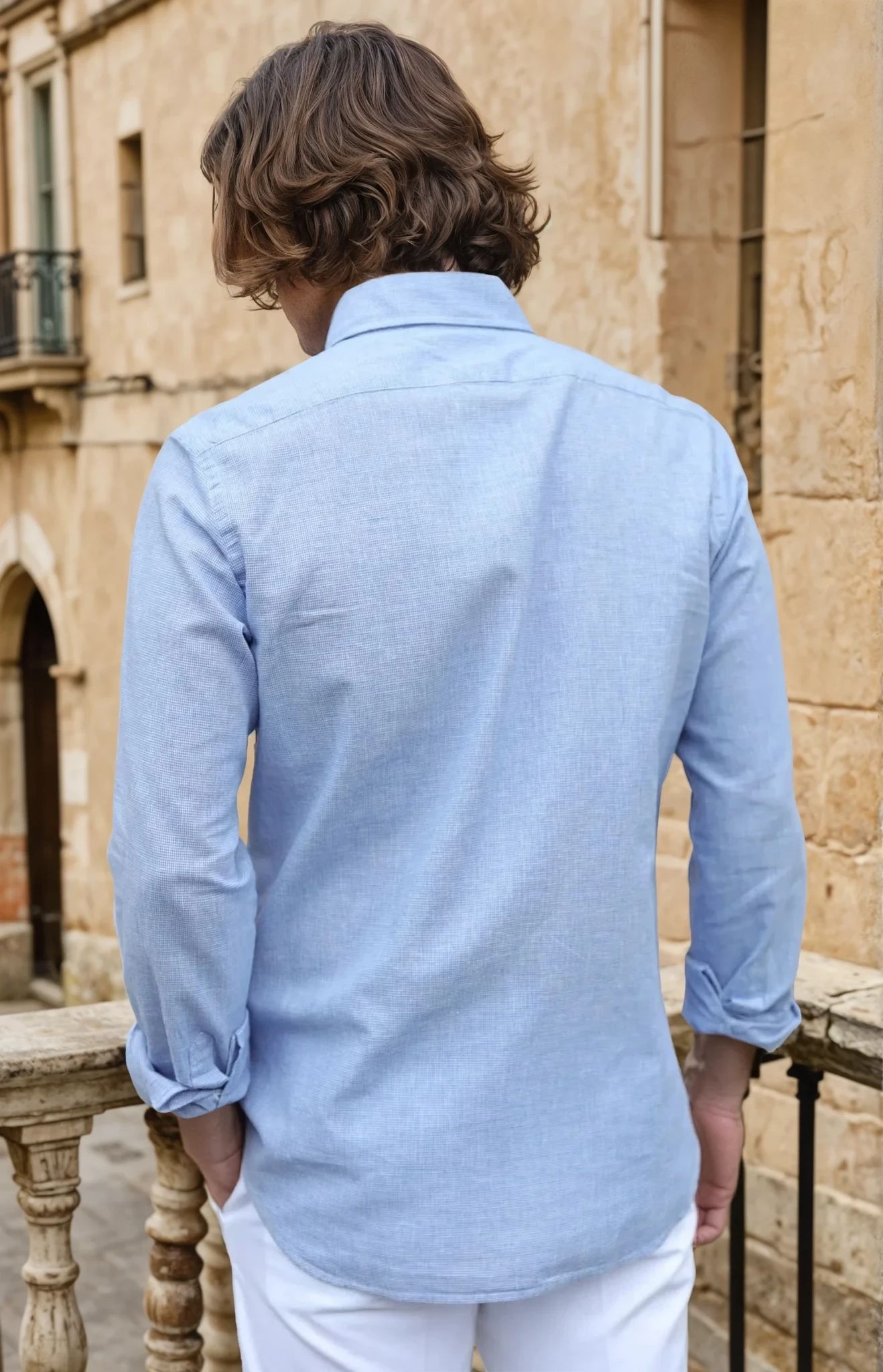 Chemise Clovis en coton & lin - Pied de puce bleu-CHEMISE HOMME-Curling-Paris