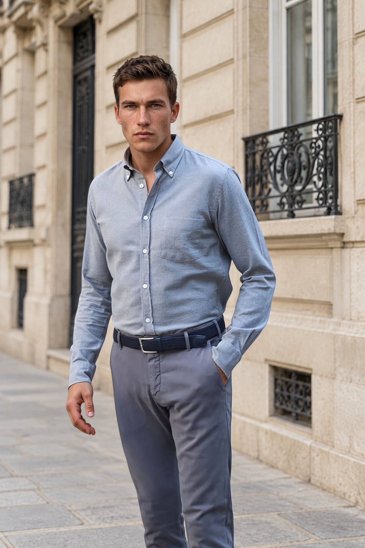Chemise Clovis en flanelle de coton - Gris-CHEMISE HOMME-Curling-Paris