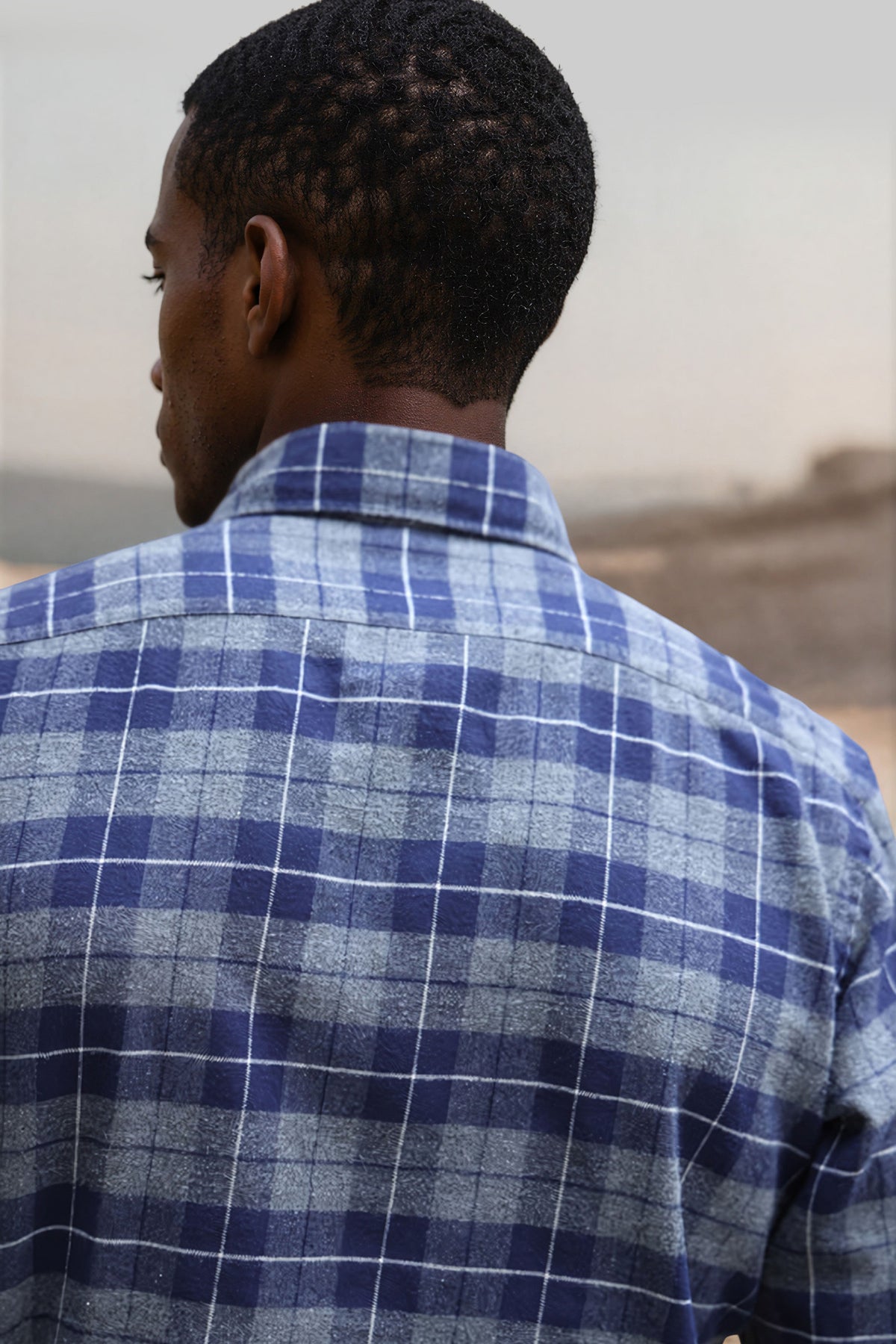 Clovis cotton flannel plaid shirt - Navy