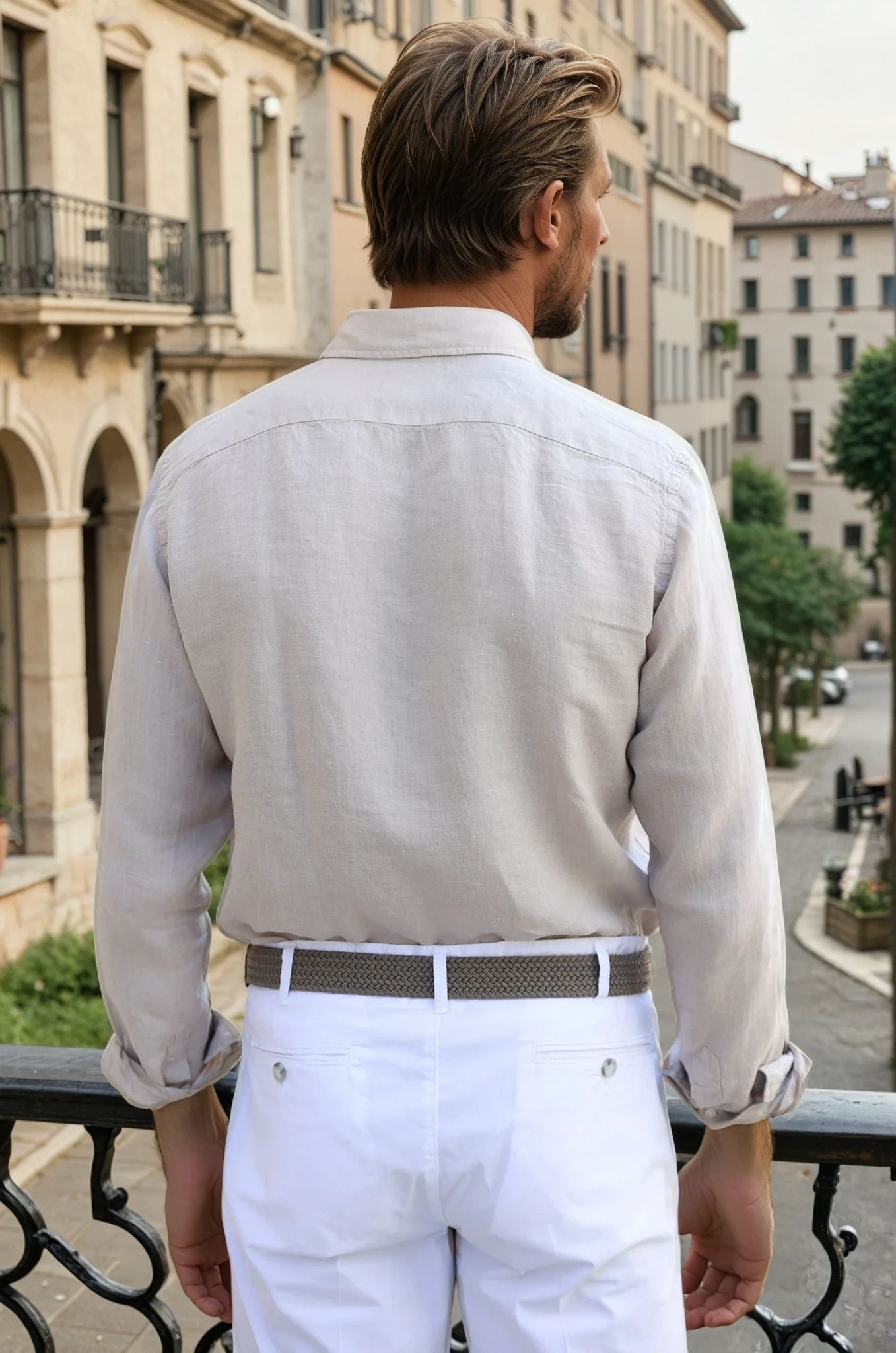 Chemise Clovis en lin - Beige-CHEMISE HOMME-Curling-Paris