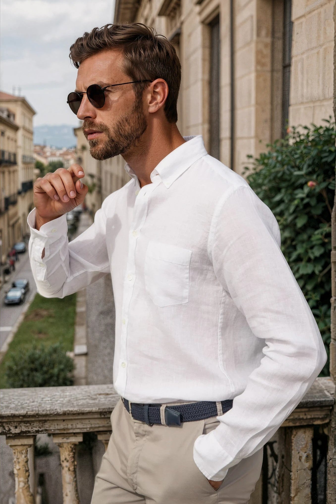Chemise Clovis en lin - Blanc-CHEMISE HOMME-Curling-Paris