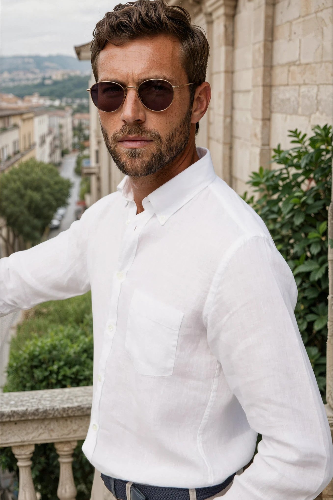 Chemise Clovis en lin - Blanc-CHEMISE HOMME-Curling-Paris