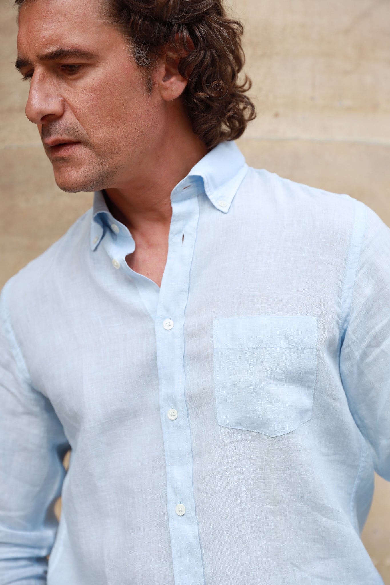 Chemise Clovis en lin - Ciel-CHEMISE HOMME-Curling-Paris