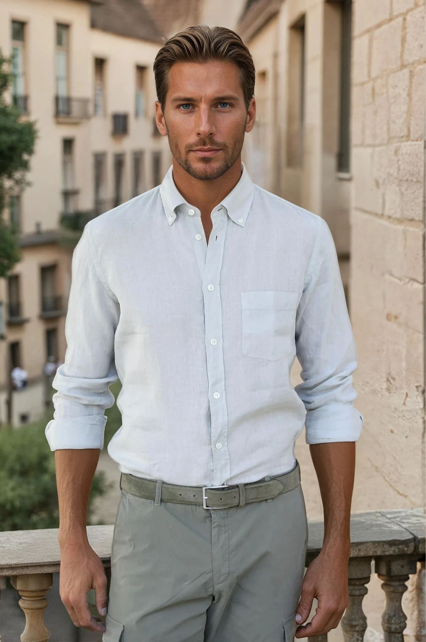 Chemise Clovis en lin - Gris clair-CHEMISE HOMME-Curling-Paris
