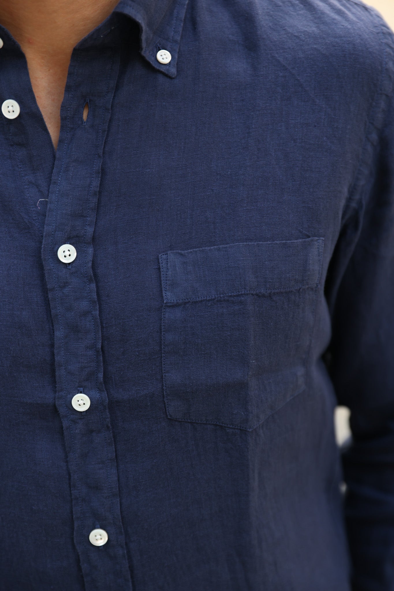 Chemise Clovis en lin - Indigo-CHEMISE HOMME-Curling-Paris