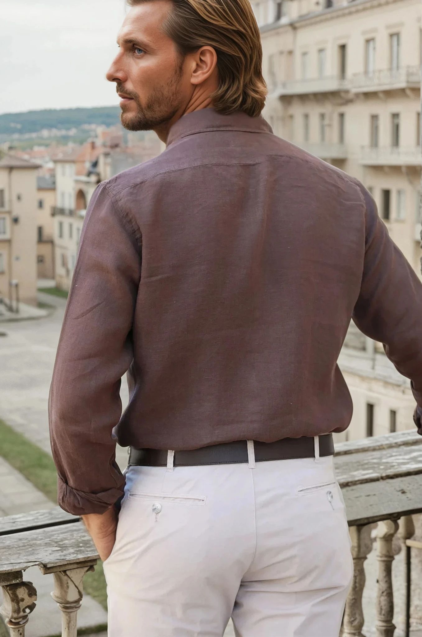 Chemise Clovis en lin - Marron-CHEMISE HOMME-Curling-Paris