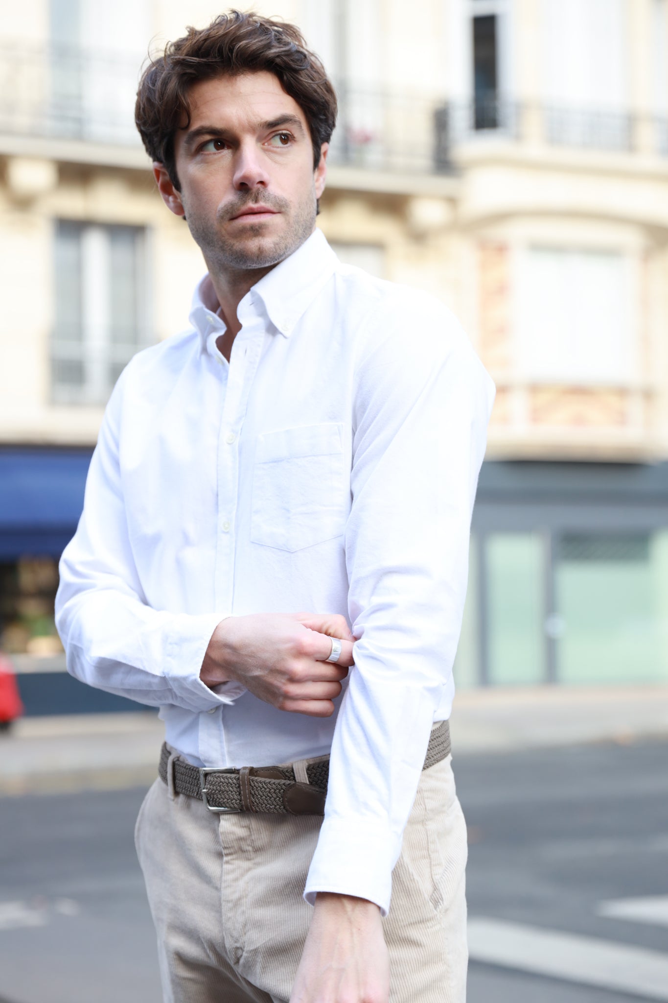 Chemise Clovis en oxford de coton peigné - Blanc-CHEMISE HOMME-Curling-Paris