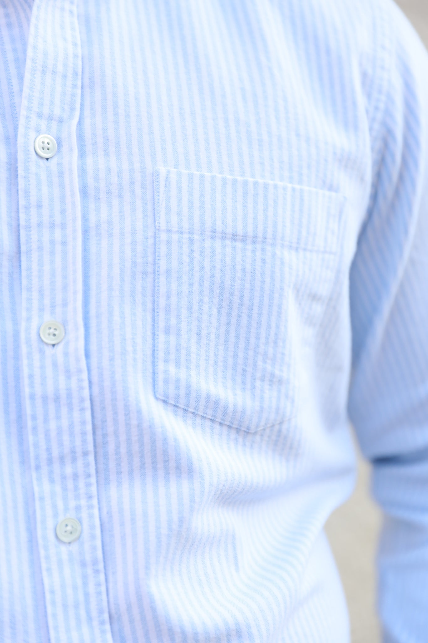 Chemise Clovis en oxford de coton peigné - Rayure Ciel-CHEMISE HOMME-Curling-Paris