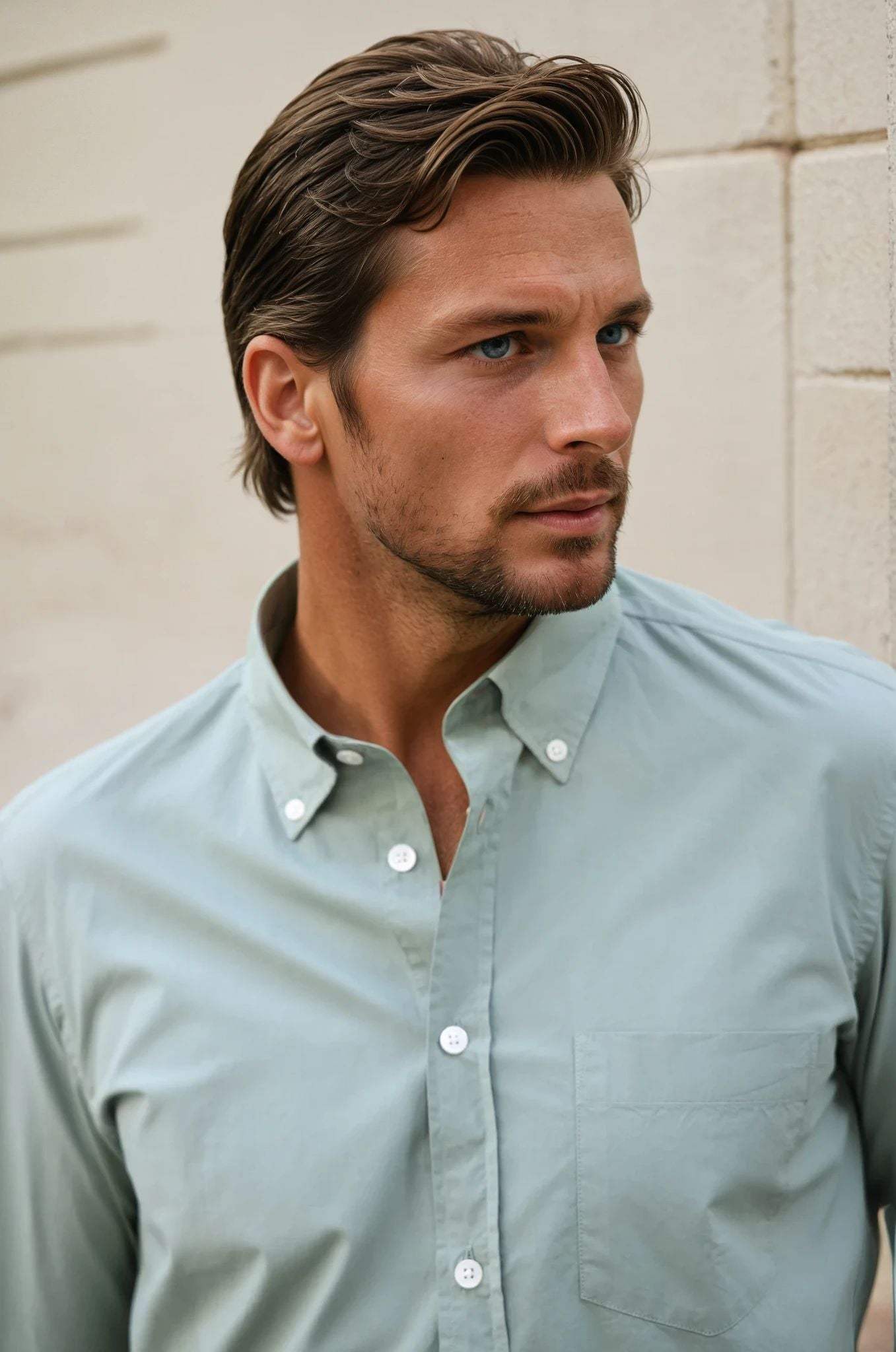 Chemise Clovis en popeline - Sauge-CHEMISE HOMME-Curling-Paris
