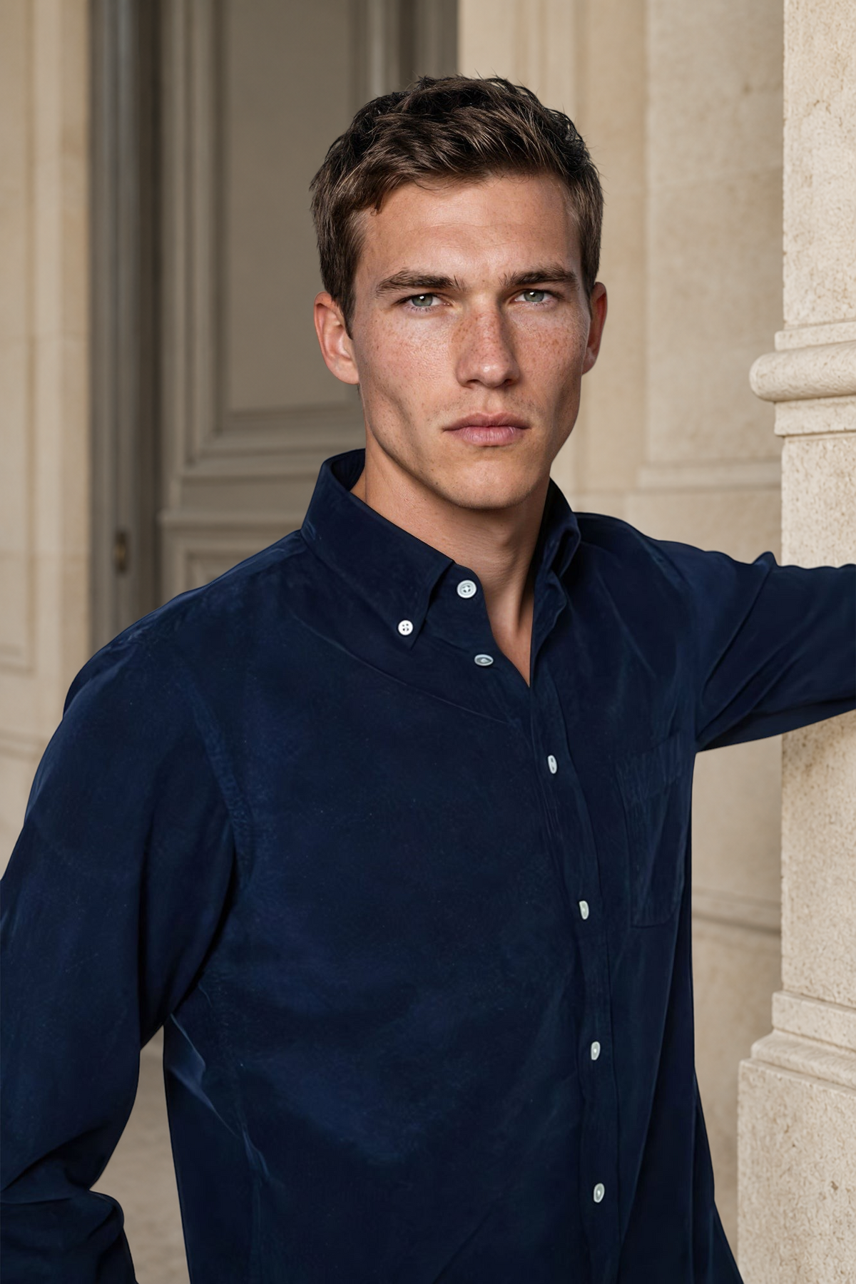 Clovis cotton velvet shirt - Navy