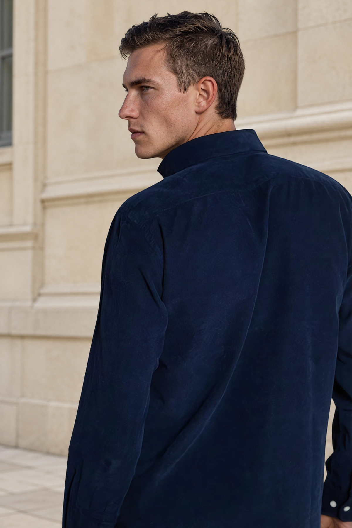 Clovis cotton velvet shirt - Navy