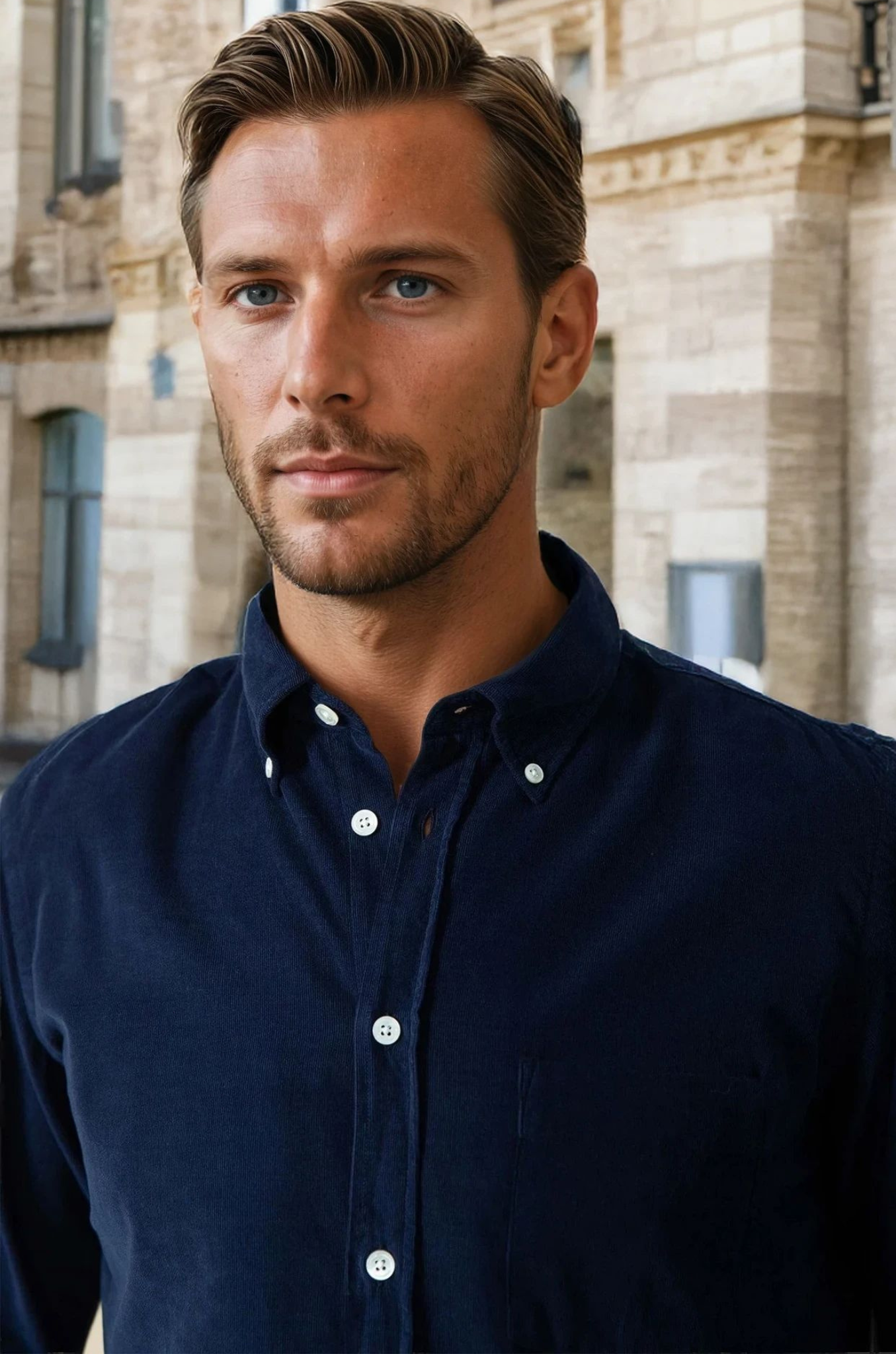 Chemise Clovis en velours milleraies - Marine-CHEMISE HOMME-Curling-Paris