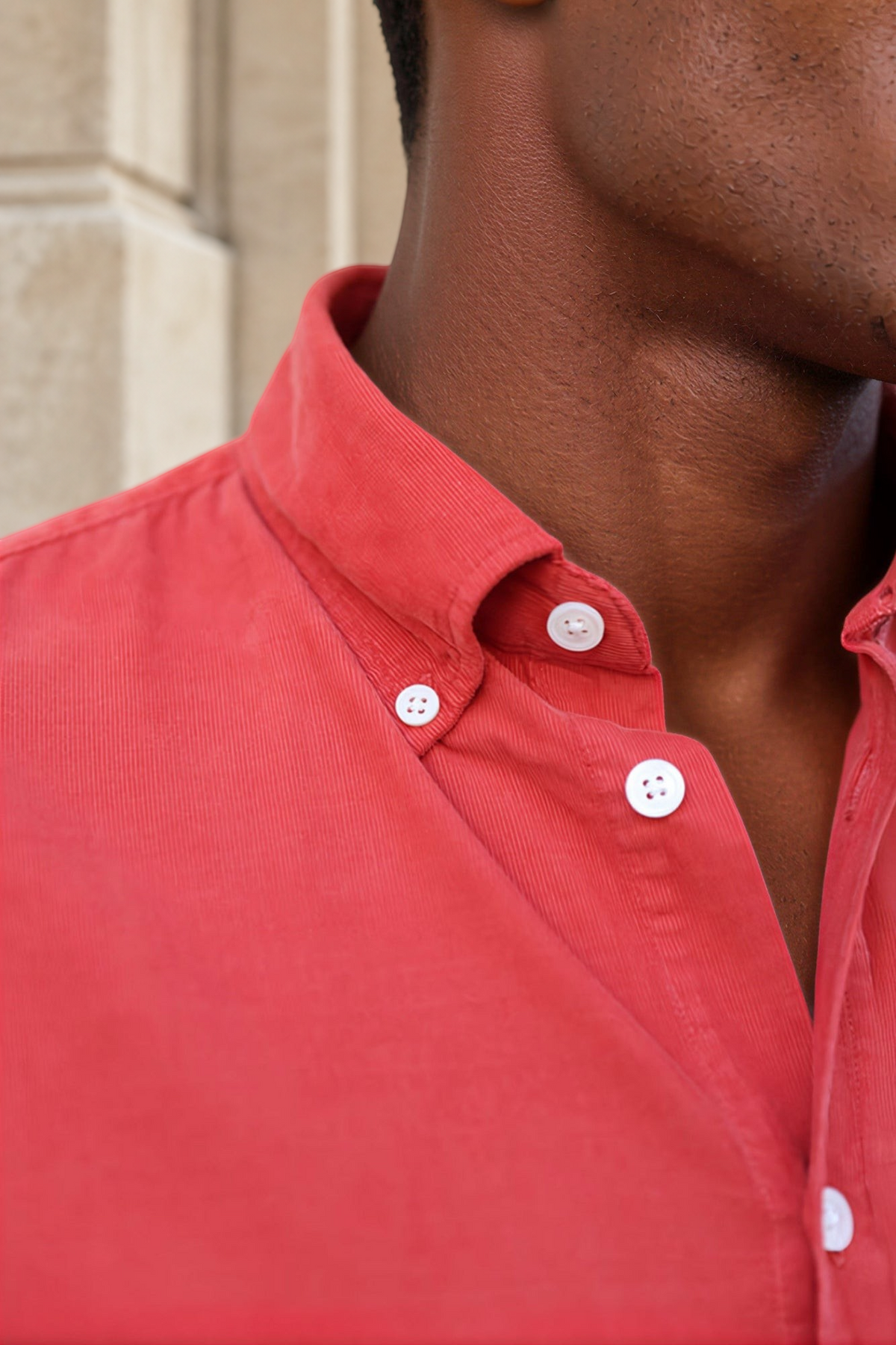 Chemise Clovis en velours milleraies - Orange-CHEMISE HOMME-Curling-Paris