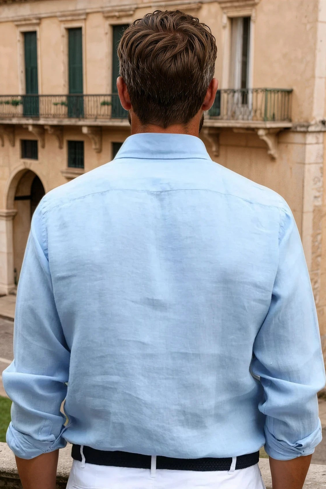 Chemise Gino en lin - Ciel-CHEMISE HOMME-Curling-Paris