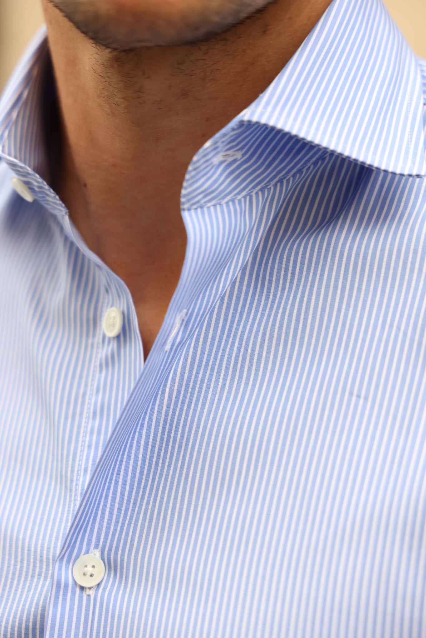 Chemise Gio en coton à rayure - Ciel-CHEMISE HOMME-Curling-Paris