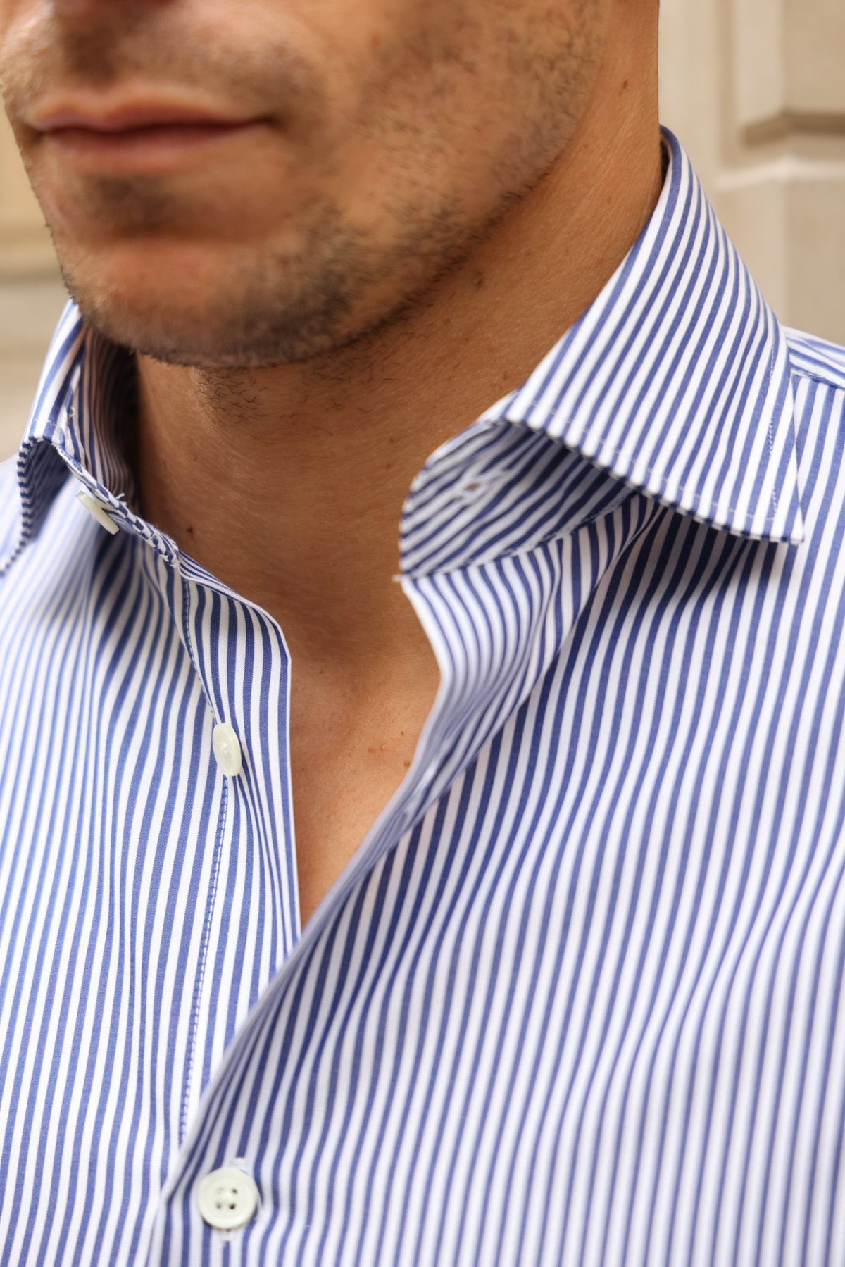 Chemise Gio en coton à rayure - Marine-CHEMISE HOMME-Curling-Paris