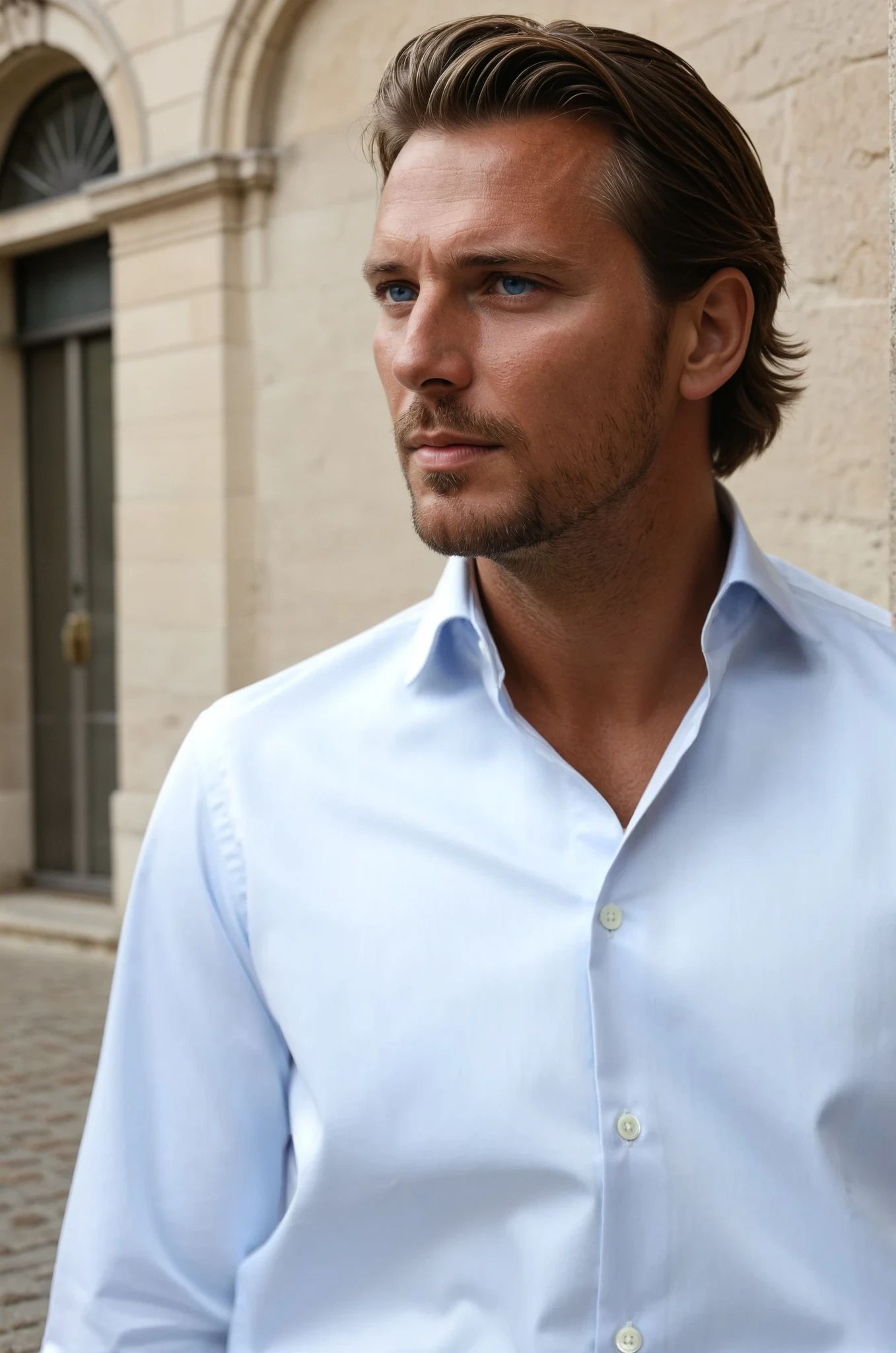 Chemise Gio en popeline de coton - Ciel-CHEMISE HOMME-Curling-Paris