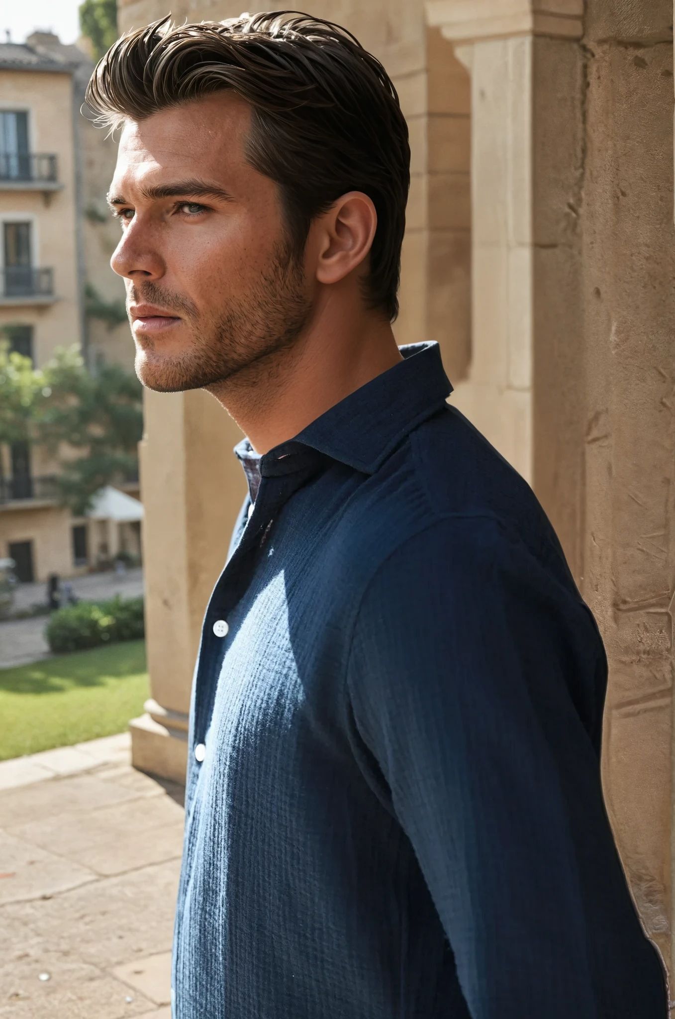 Chemise Hugo en gaze de coton - Marine-CHEMISE HOMME-Curling-Paris