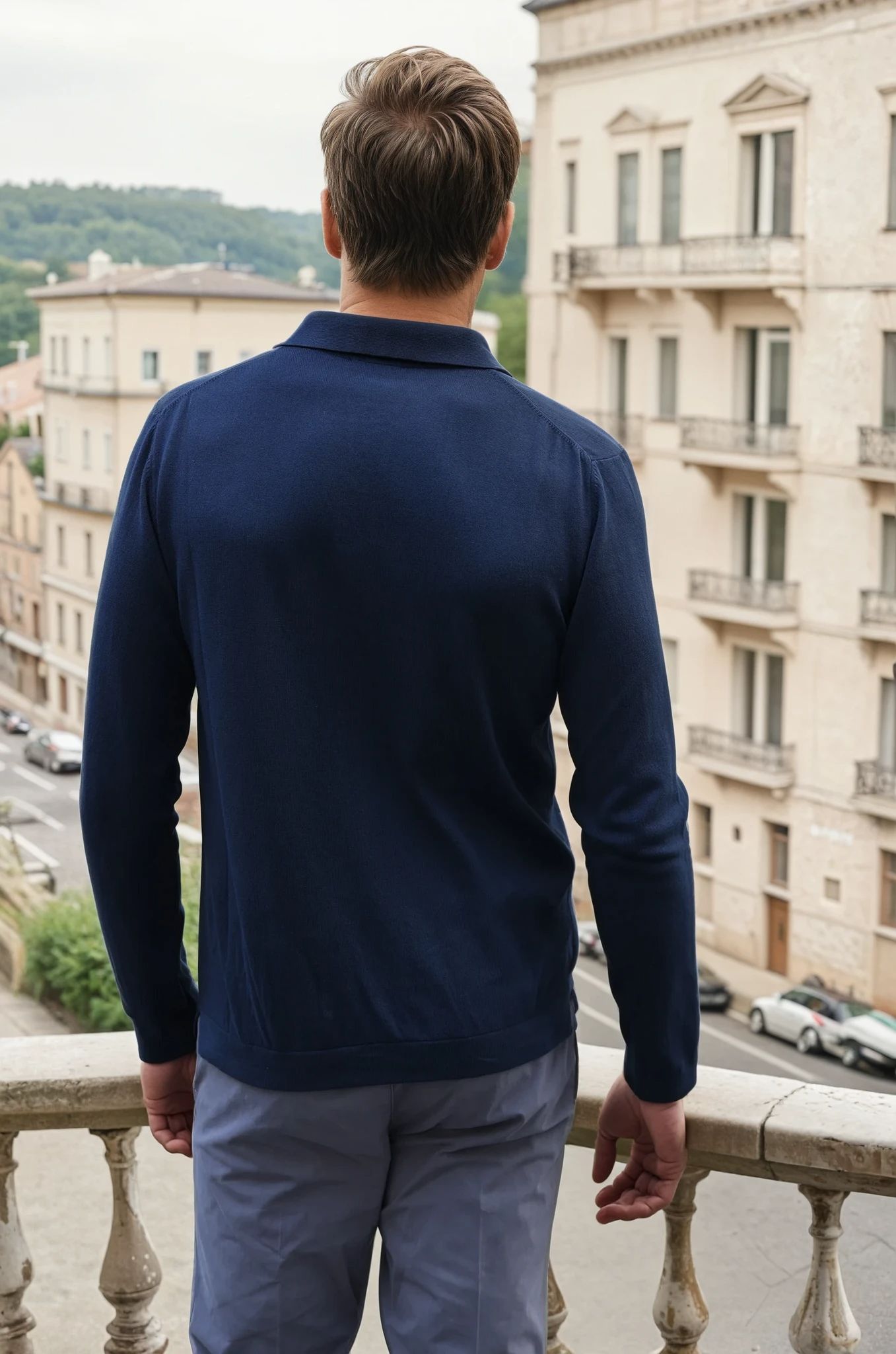 Chemise Paolo en maille de coton - Marine-CHEMISE HOMME-Curling-Paris