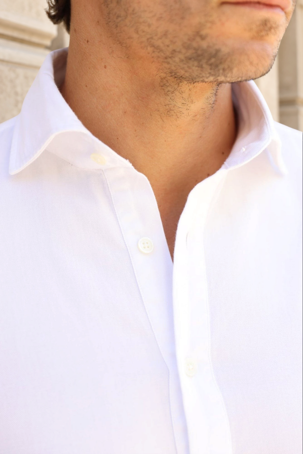 Chemise Popover en flanelle de coton - Blanc-CHEMISE HOMME-Curling-Paris