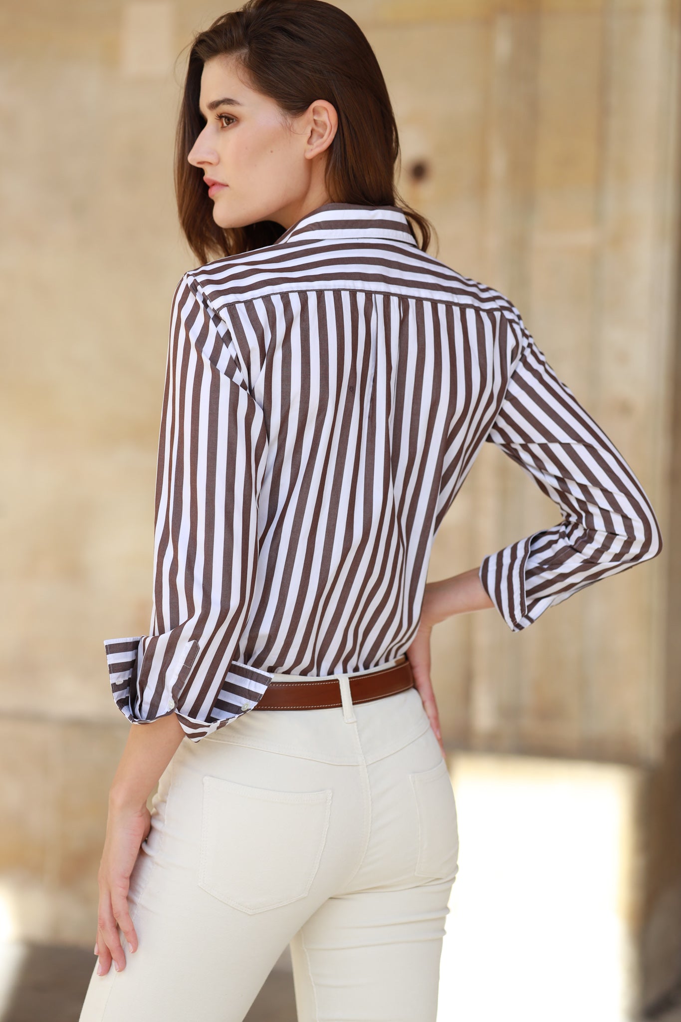 Chemisier Adele en popeline de coton - Baton Marron-CHEMISIER FEMME-Curling-Paris