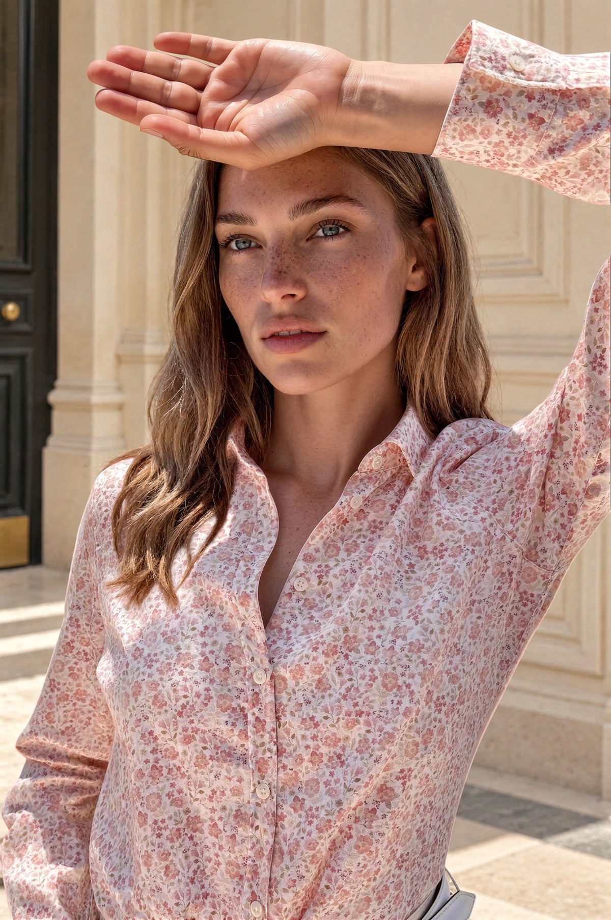 Chemisier Canelle en coton - Fleurs Roses-CHEMISIER FEMME-Curling-Paris