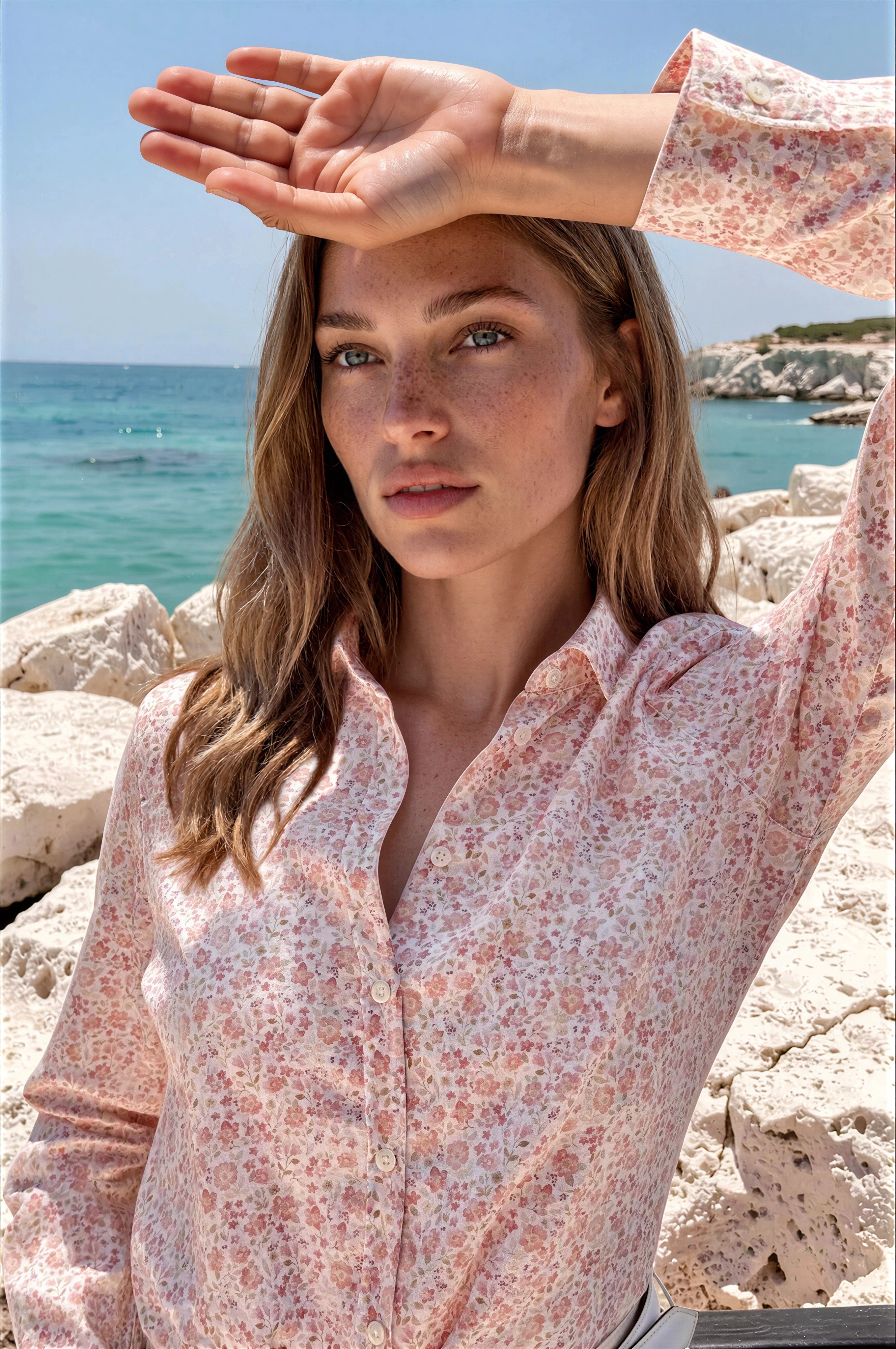 Chemisier Canelle en coton - Fleurs Roses-CHEMISIER FEMME-Curling-Paris