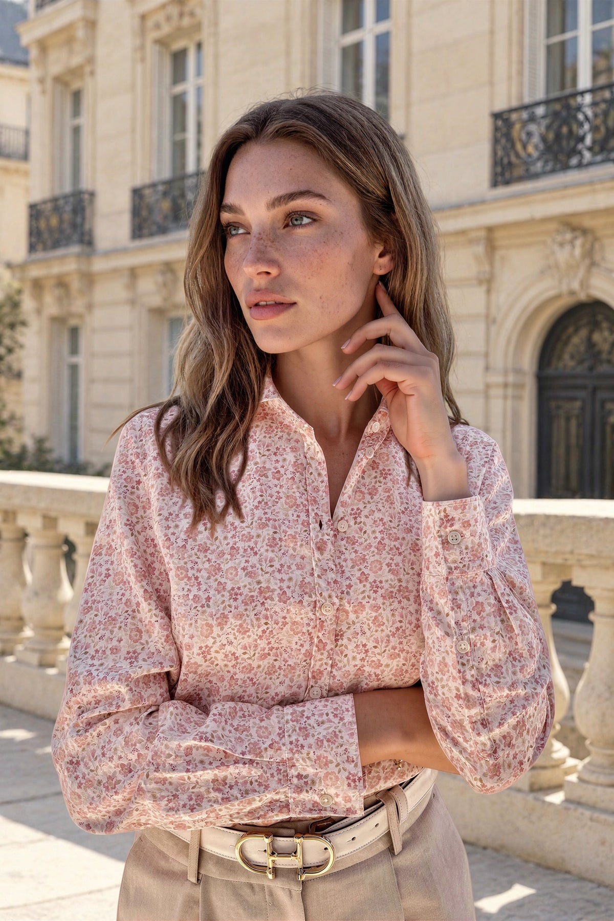 Chemisier Canelle en coton - Fleurs Roses-CHEMISIER FEMME-Curling-Paris