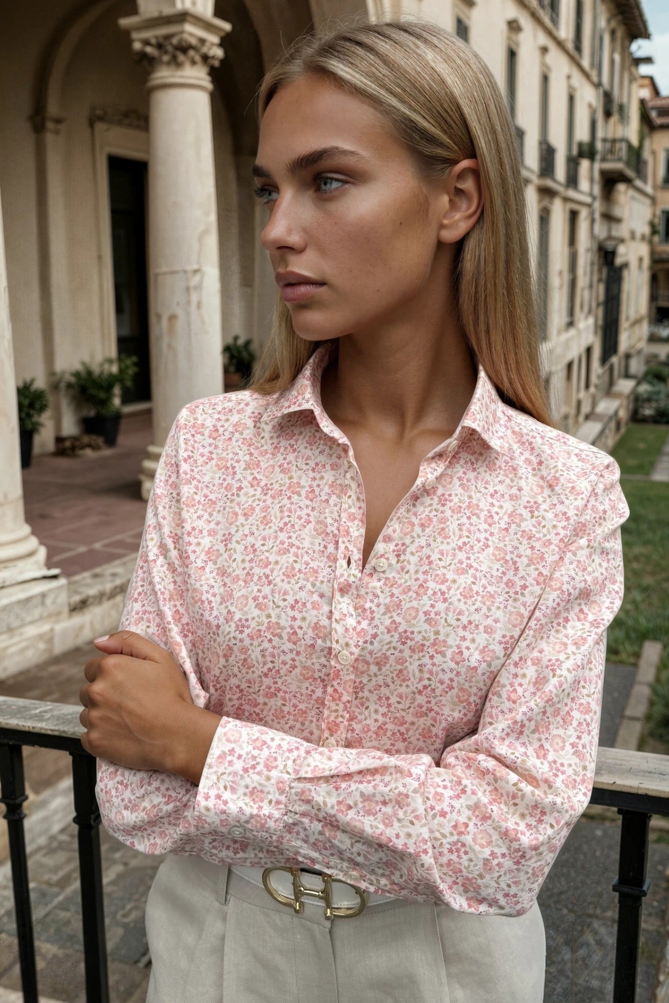 Chemisier Canelle en coton - Fleurs Roses-CHEMISIER FEMME-Curling-Paris