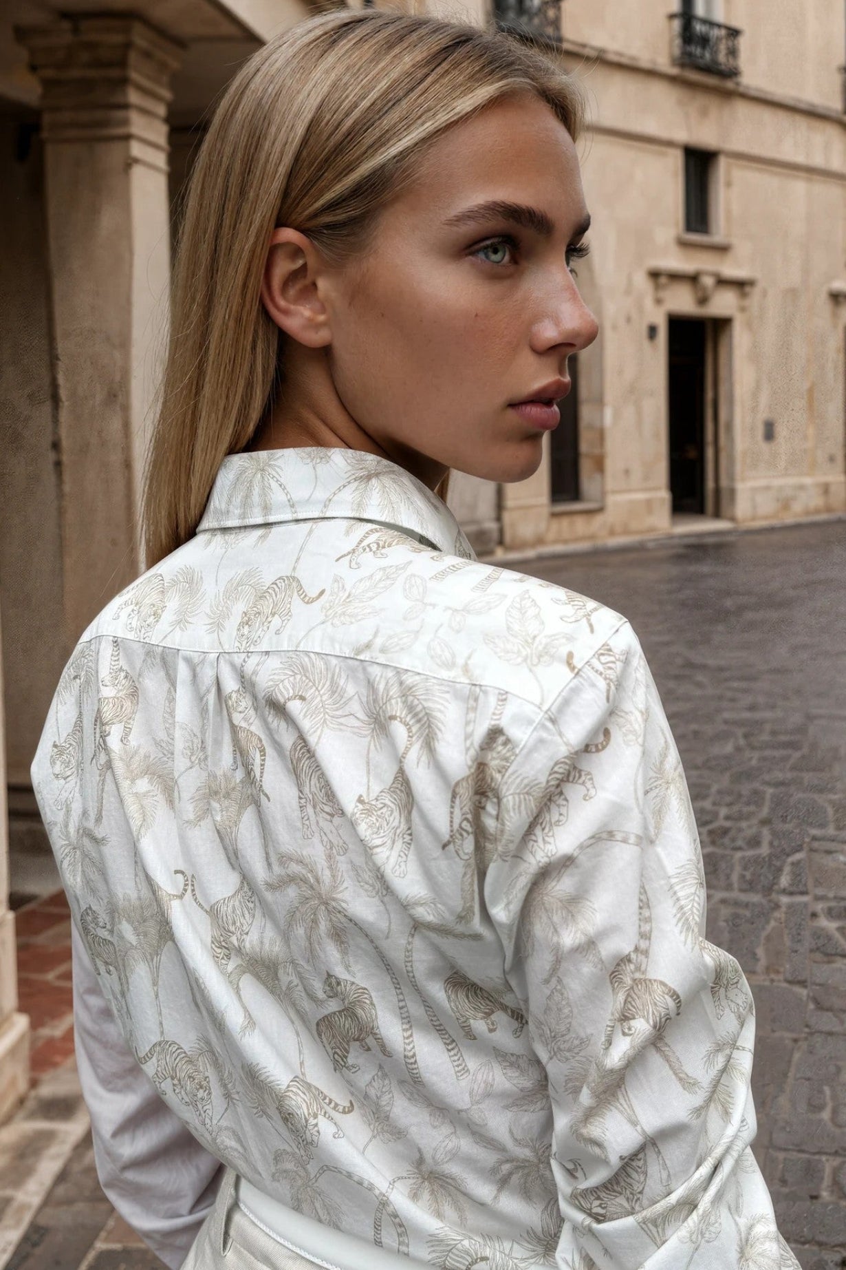 Chemisier Canelle en coton - Jungle Beige-CHEMISIER FEMME-Curling-Paris