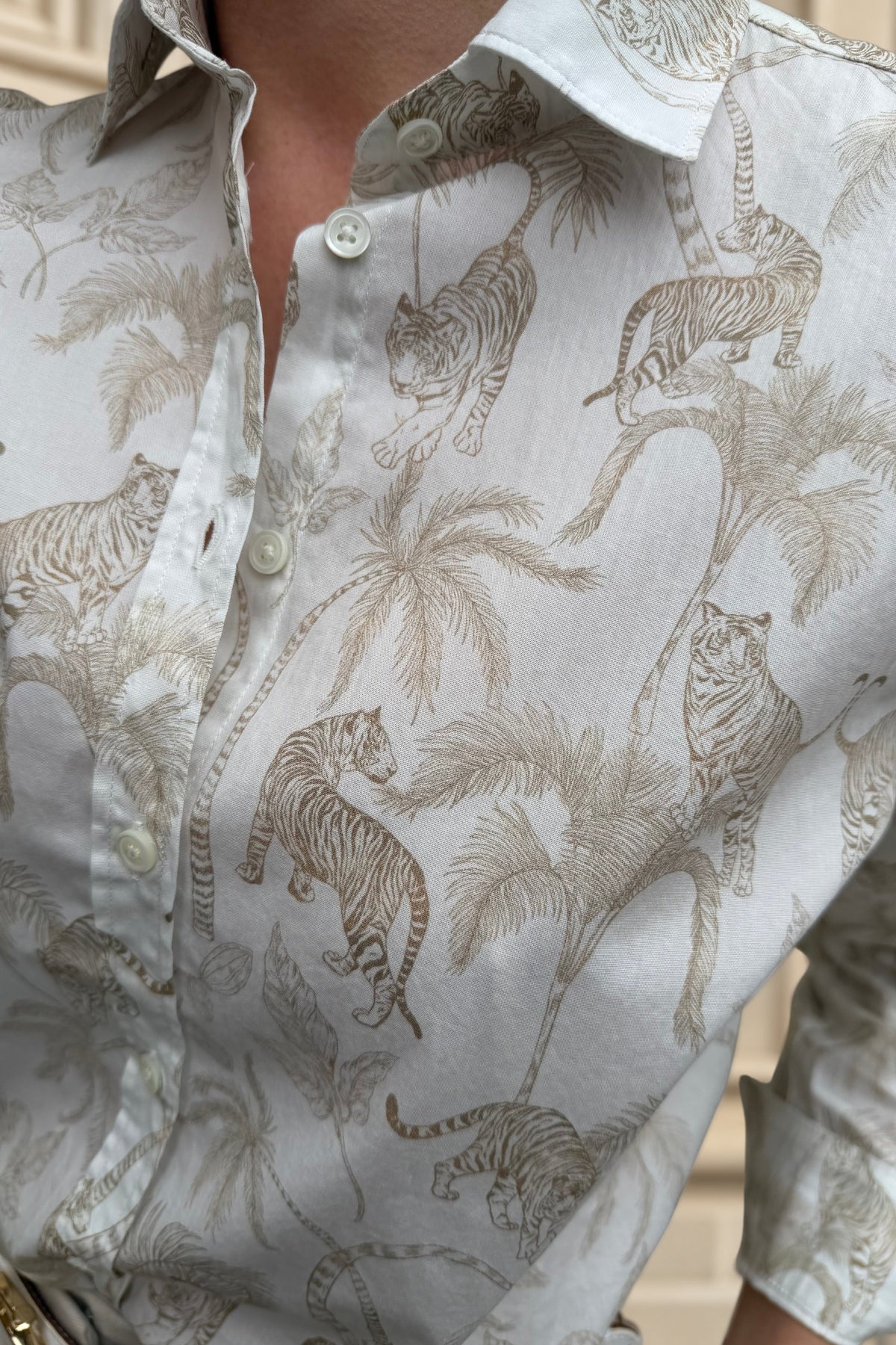 Chemisier Canelle en coton - Jungle Beige-CHEMISIER FEMME-Curling-Paris