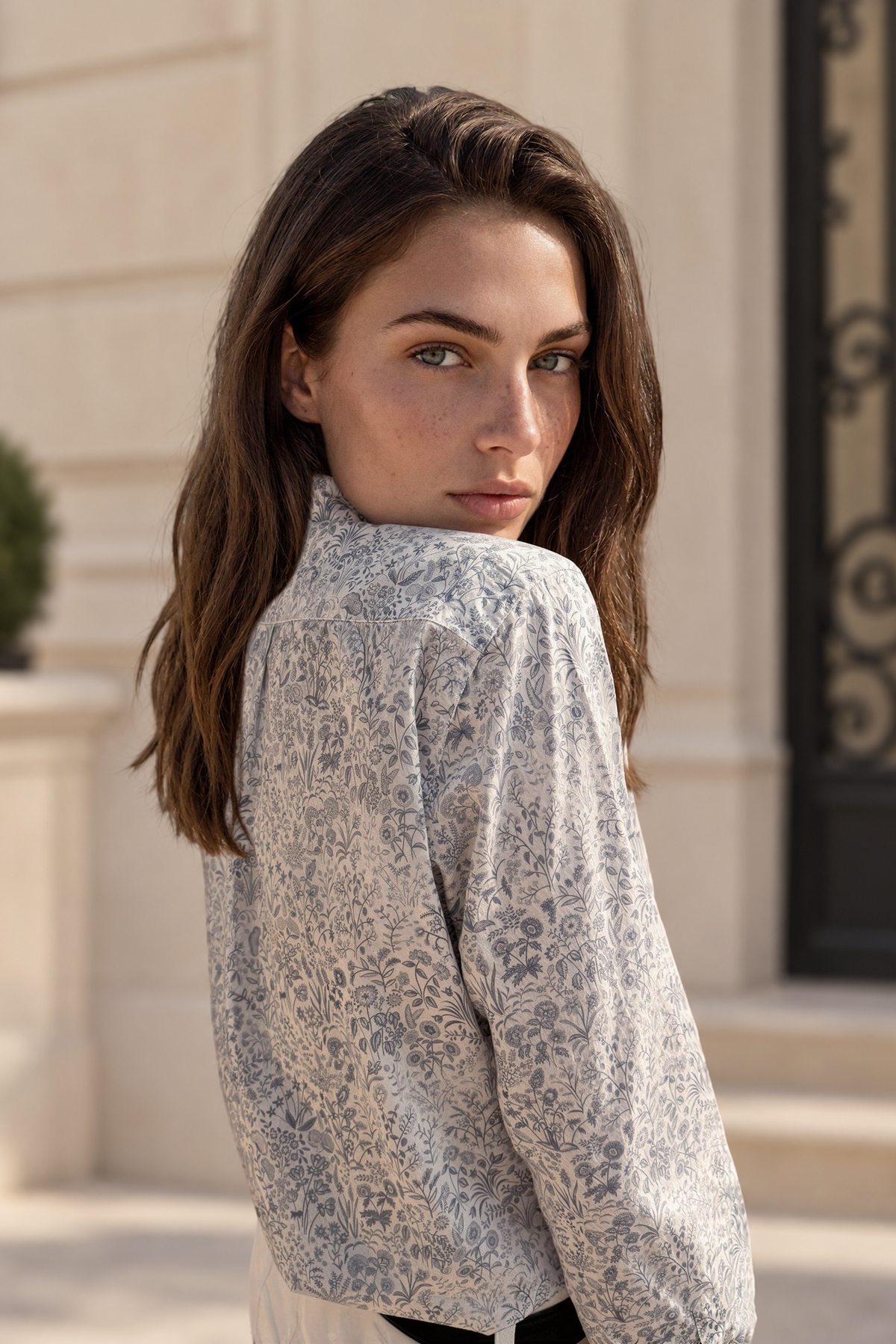Chemisier Canelle en coton Liberty of London - Ciel-CHEMISIER FEMME-Curling-Paris