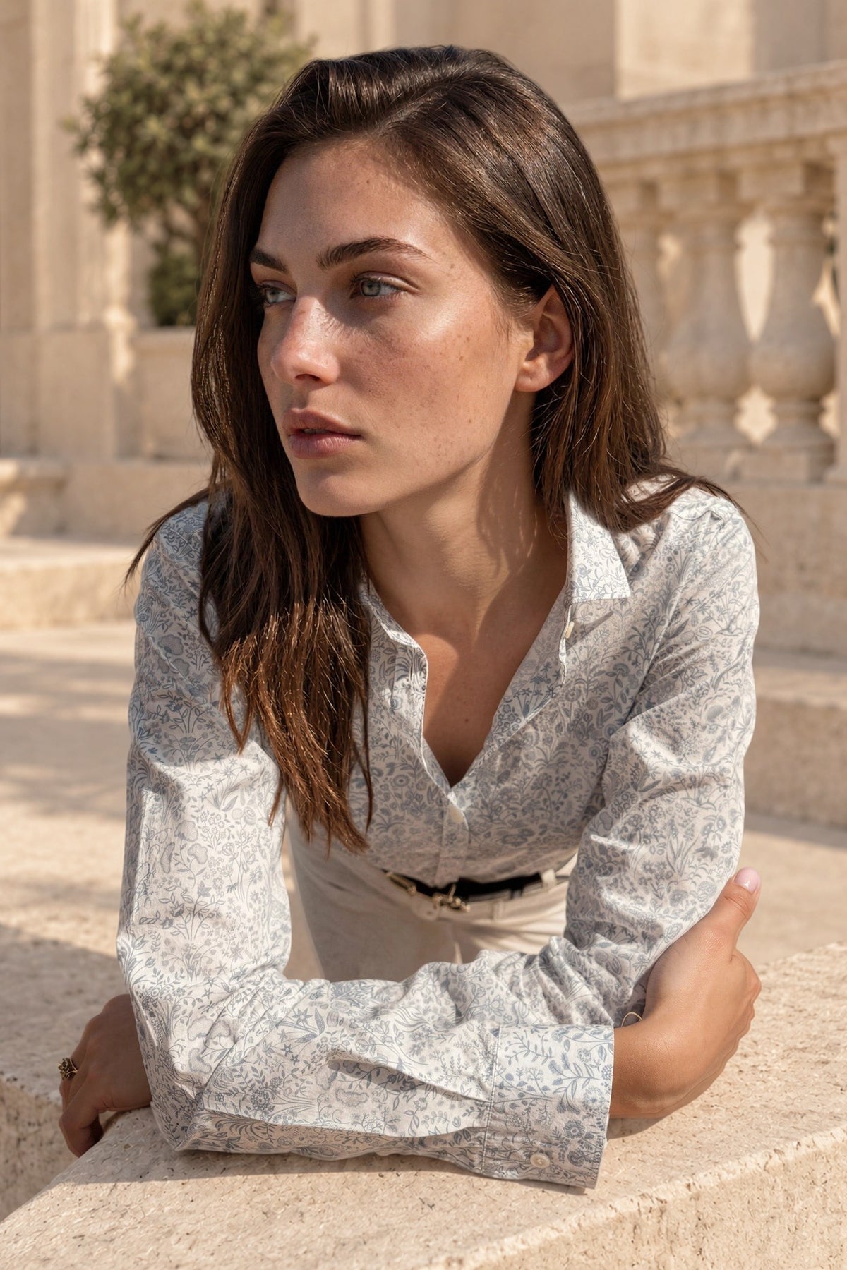 Chemisier Canelle en coton Liberty of London - Ciel-CHEMISIER FEMME-Curling-Paris