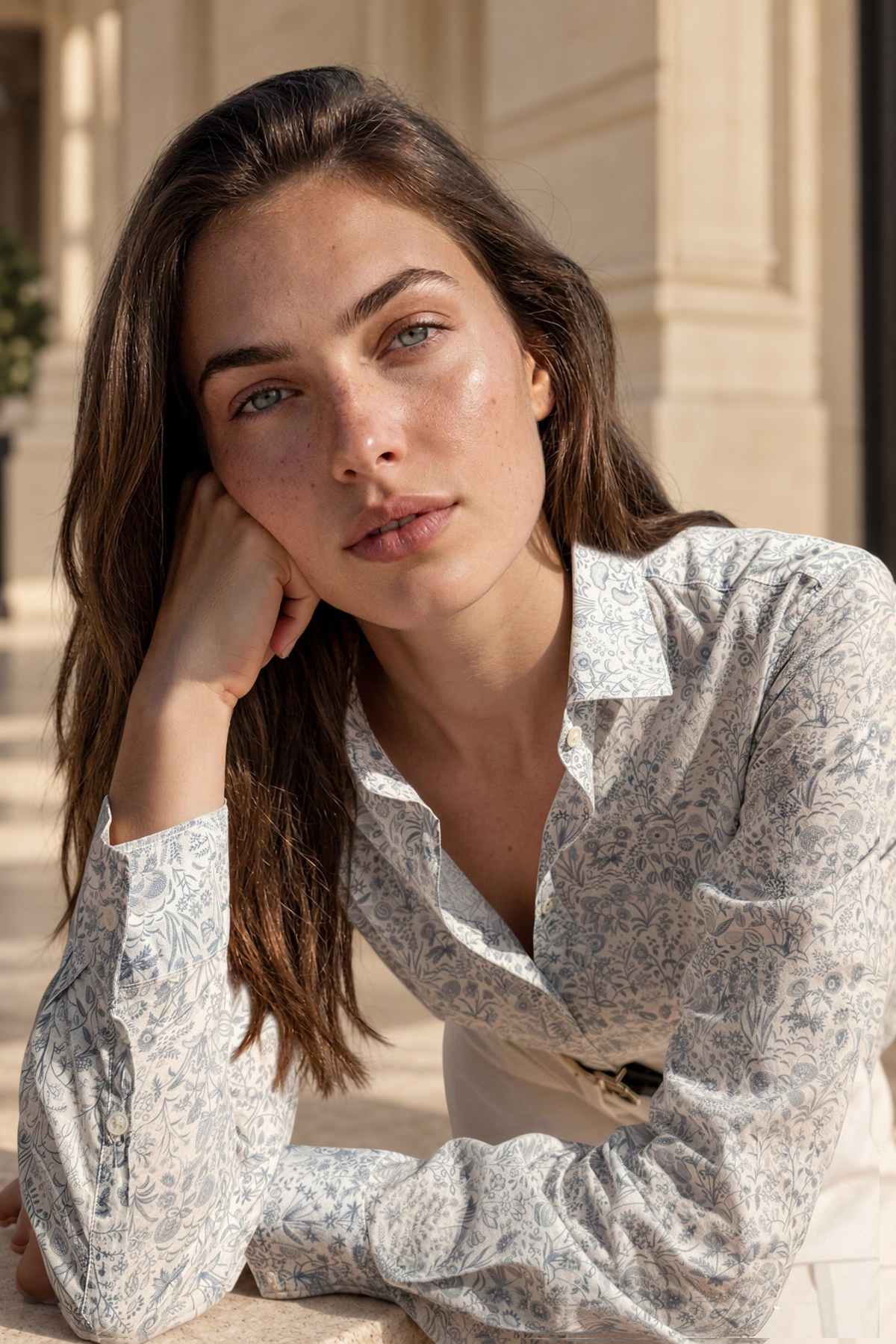 Chemisier Canelle en coton Liberty of London - Ciel-CHEMISIER FEMME-Curling-Paris