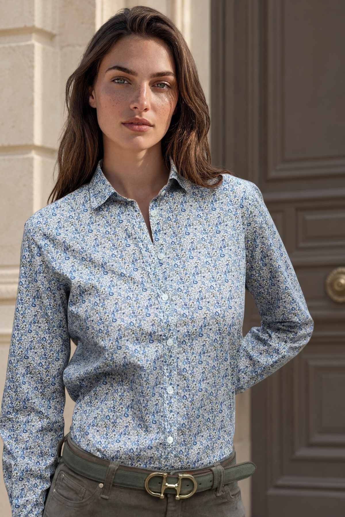 Chemisier Canelle en coton Liberty of London - Fleurette bleu-CHEMISIER FEMME-Curling-Paris