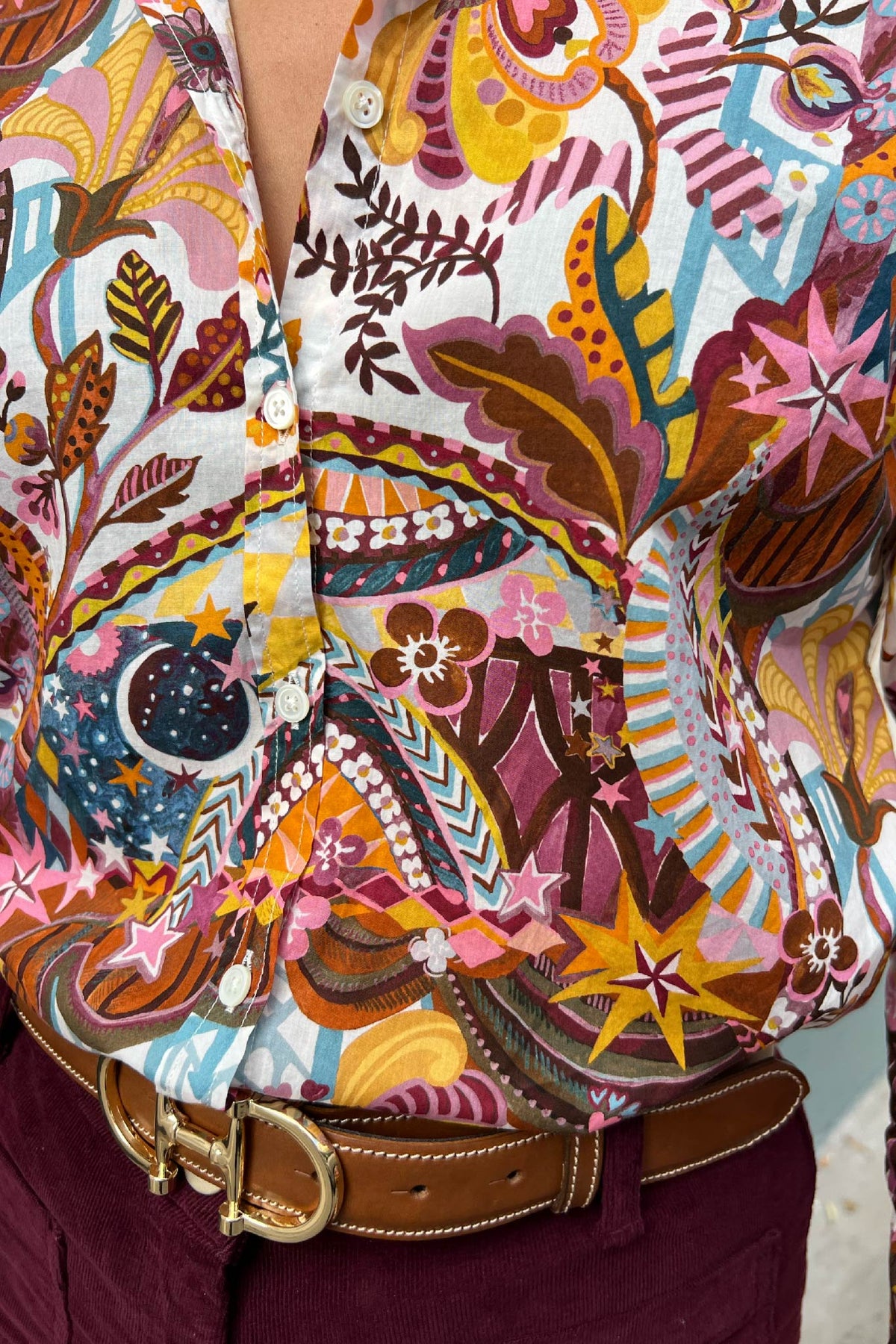 Chemisier Canelle en coton Liberty of London - Fleurs Bordeaux-CHEMISIER FEMME-Curling-Paris