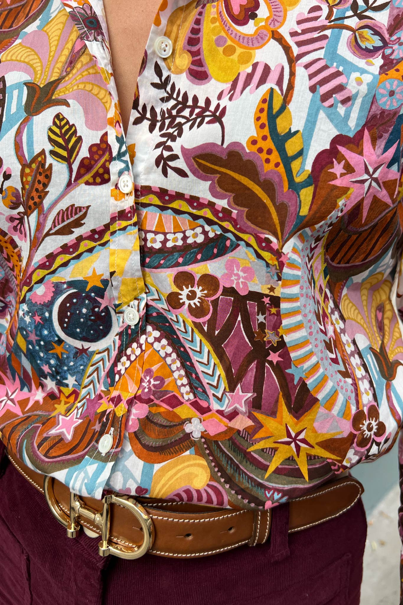 Chemisier Canelle en coton Liberty of London - Fleurs Bordeaux-CHEMISIER FEMME-Curling-Paris
