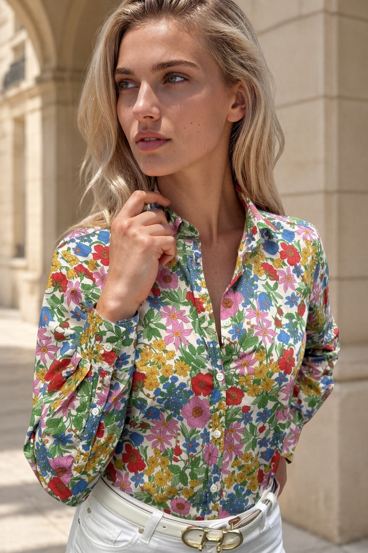 Chemisier Canelle en coton Liberty of London - Fleurs Multi-CHEMISIER FEMME-Curling-Paris