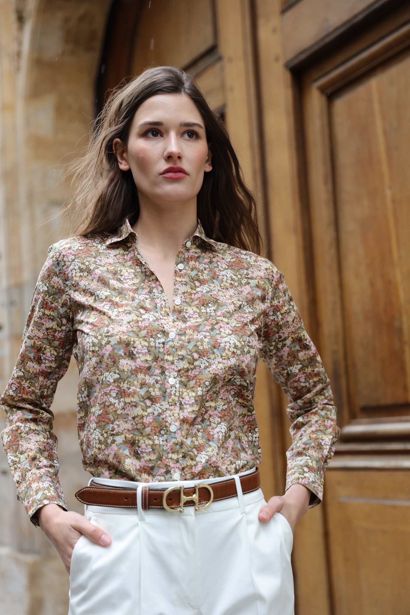 Chemisier Canelle en coton Liberty of London - Kaki-CHEMISIER FEMME-Curling-Paris