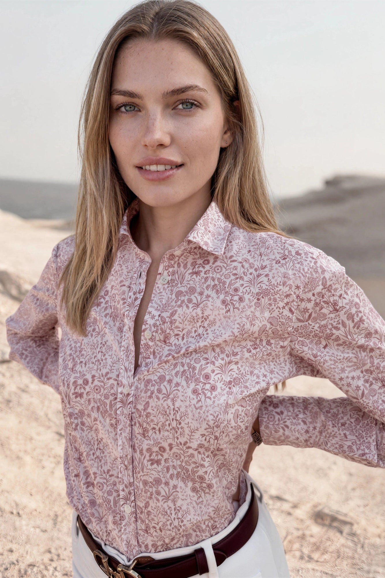 Chemisier Canelle en coton Liberty of London - Rose poudré-CHEMISIER FEMME-Curling-Paris