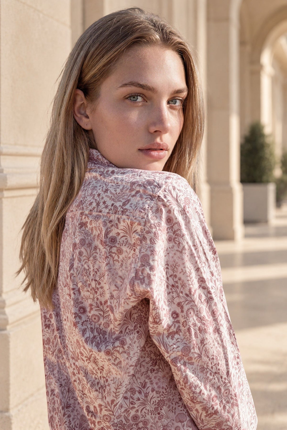 Chemisier Canelle en coton Liberty of London - Rose poudré-CHEMISIER FEMME-Curling-Paris